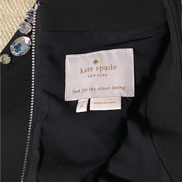 Elegant Kate Spade Embellished Rhinestone Black Midi Cocktail Dress Size 6 - Picture 8 of 13